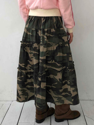 Military Cargo Pocket Balloon Midi Skirt