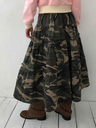 Military Cargo Pocket Balloon Midi Skirt