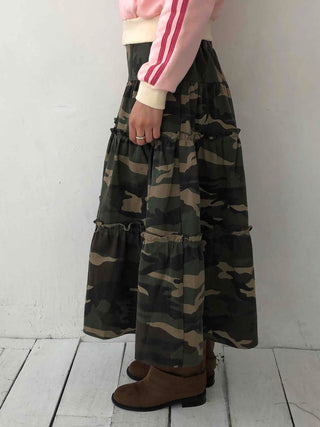Military Cargo Pocket Balloon Midi Skirt