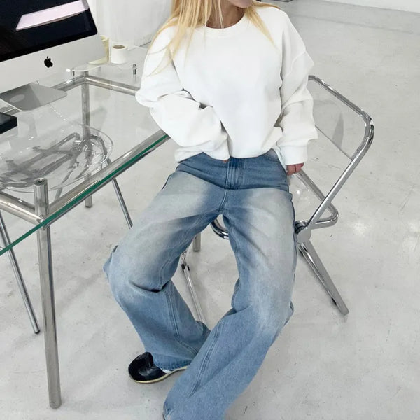 Hailey Two-Tone Washed Wide Denim