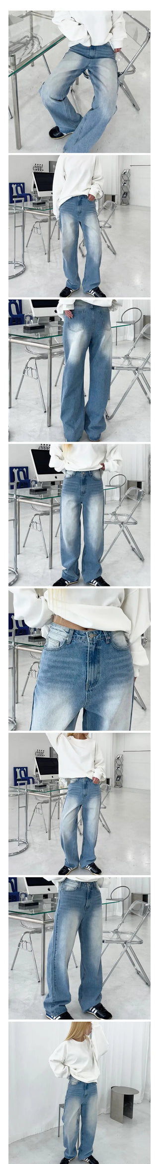 Hailey Two-Tone Washed Wide Denim