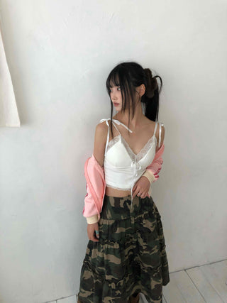 French See-through Lace Wrap Crop Camisole