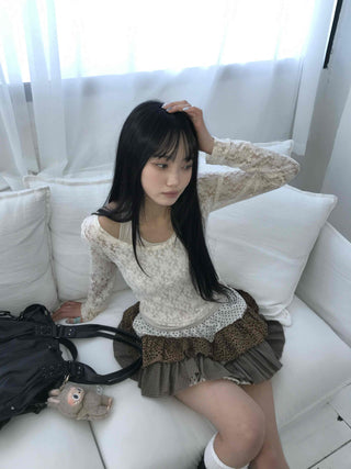 Vintage Check Ribbon Pleated Mini Skirt