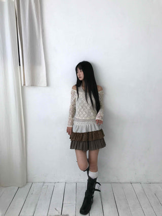 Vintage Check Ribbon Pleated Mini Skirt