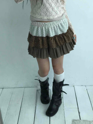 Vintage Check Ribbon Pleated Mini Skirt