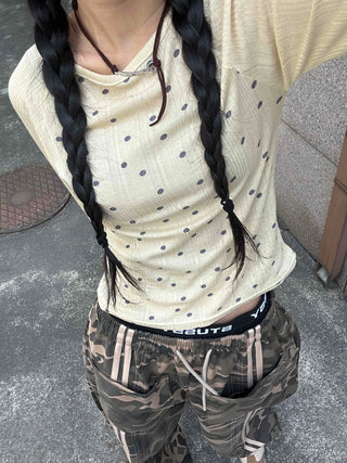 Crushed Velvet Slim Fit Round Neck Long Sleeve T-shirt