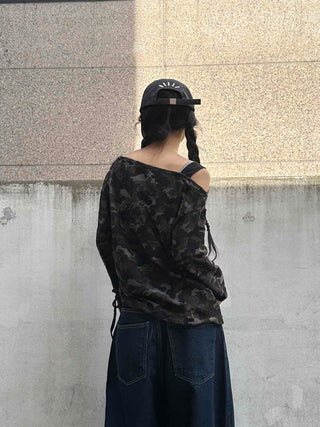 Vintage Numbering Lettering Oversized Long Sleeve T-shirt