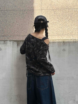 Vintage Numbering Lettering Oversized Long Sleeve T-shirt