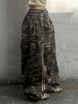 Campus Cargo Drawstring Elastic Wide Pants