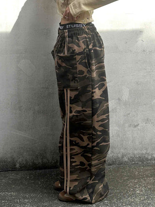 Campus Cargo Drawstring Elastic Wide Pants