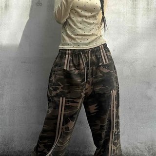 Campus Cargo Drawstring Elastic Wide Pants