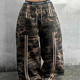 Campus Cargo Drawstring Elastic Wide Pants