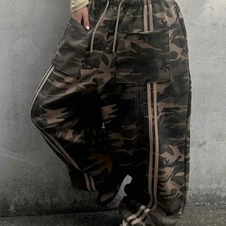 Campus Cargo Drawstring Elastic Wide Pants