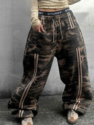 Campus Cargo Drawstring Elastic Wide Pants