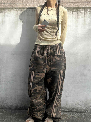 Campus Cargo Drawstring Elastic Wide Pants