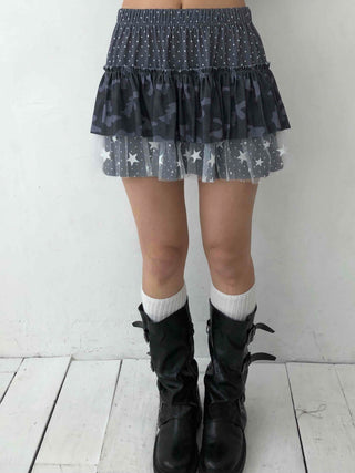 Glitter Sequin Shirred Mini Skirt