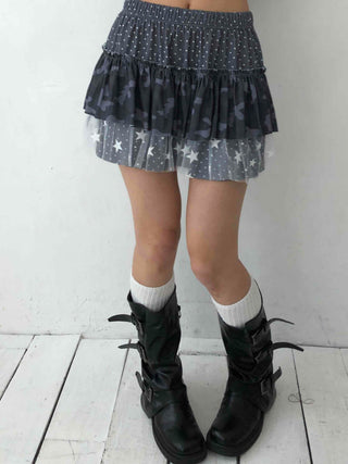 Glitter Sequin Shirred Mini Skirt