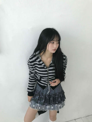 Glitter Sequin Shirred Mini Skirt