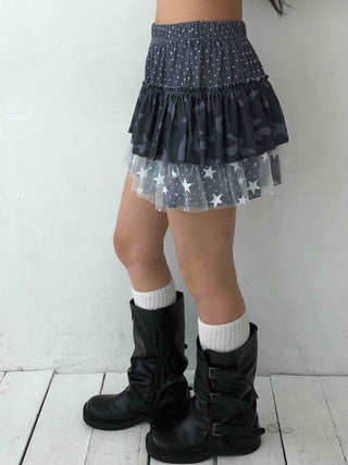 Glitter Sequin Shirred Mini Skirt