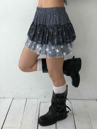 Glitter Sequin Shirred Mini Skirt