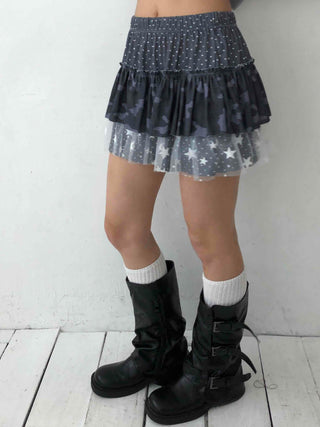 Glitter Sequin Shirred Mini Skirt