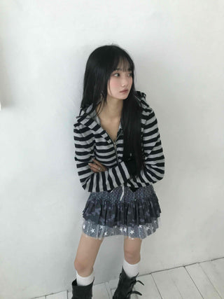 Glitter Sequin Shirred Mini Skirt