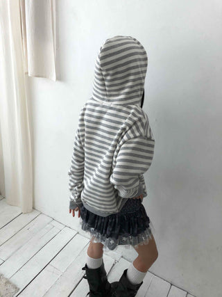 Campus Star Patch Two-Tone Loose Fit Zip-Up Hoodie