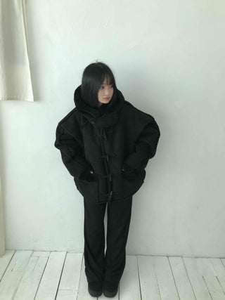 Angora Fur Oversized Hooded Zip-Up Jacket