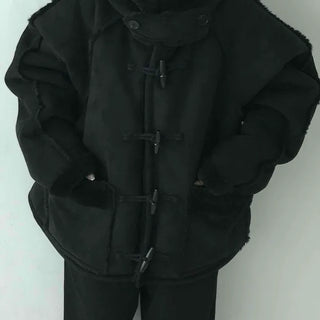 Angora Fur Oversized Hooded Zip-Up Jacket