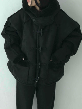 Angora Fur Oversized Hooded Zip-Up Jacket