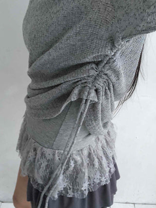 Romantic Ruffle Hem Off-Shoulder Slim Knit