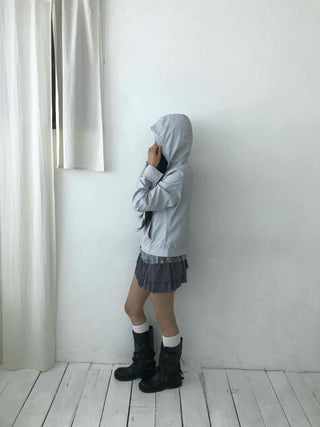 Sheer Shimmer Glossy Mesh Layered Zip-Up Windbreaker