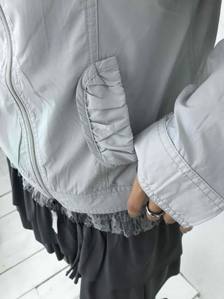 Sheer Shimmer Glossy Mesh Layered Zip-Up Windbreaker