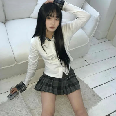 Soft Slim Round Cropped Long Sleeve T-shirt