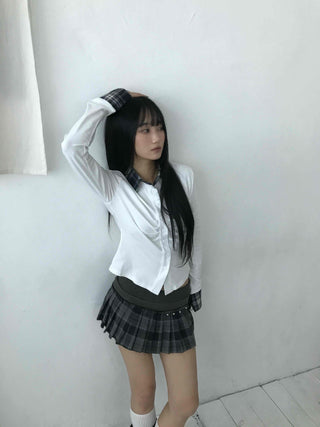 Soft Slim Round Cropped Long Sleeve T-shirt