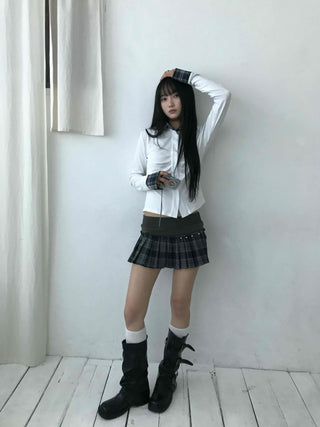 Soft Slim Round Cropped Long Sleeve T-shirt