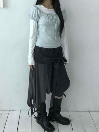 Asymmetrical Off-Shoulder Wrap Design Slim Fit Long Sleeve T-Shirt
