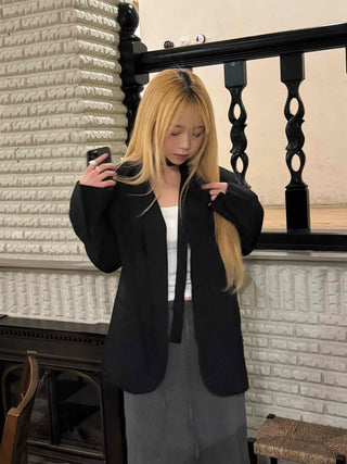 City Chic One-Button Oversized Semi-Long Jacket