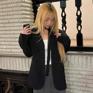 City Chic One-Button Oversized Semi-Long Jacket
