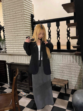 City Chic One-Button Oversized Semi-Long Jacket