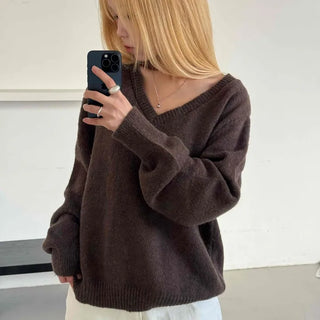 Quilted Layered Loose Fit V-Neck Knit