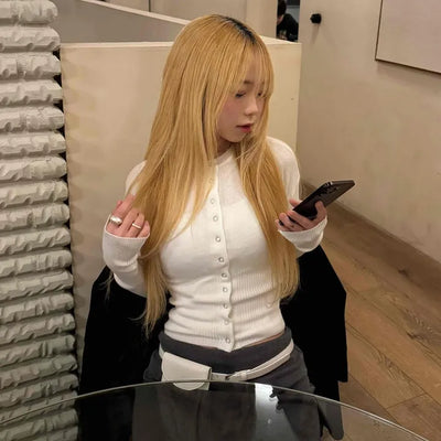 Whole Garment Seamless Round Short Knit Cardigan