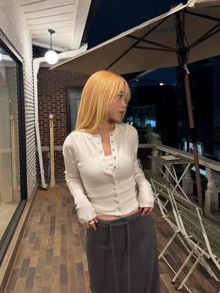 Whole Garment Seamless Round Short Knit Cardigan