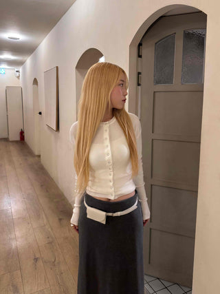 Whole Garment Seamless Round Short Knit Cardigan