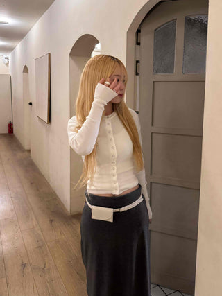 Whole Garment Seamless Round Short Knit Cardigan