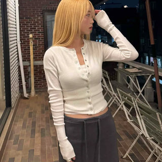 Whole Garment Seamless Round Short Knit Cardigan