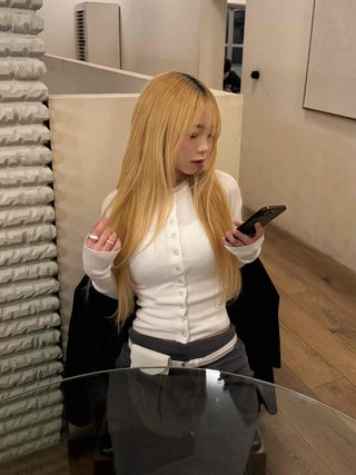Whole Garment Seamless Round Short Knit Cardigan