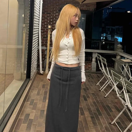 Classic H-line Straight Simple Maxi Long Skirt