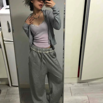 Comfortable Loose Fit Elastic Waist Wide Jogger Pants