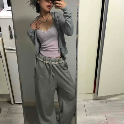 Comfortable Loose Fit Elastic Waist Wide Jogger Pants